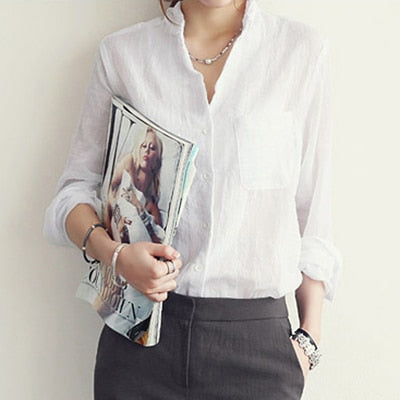 Camisa Feminina de Algodão e Linho